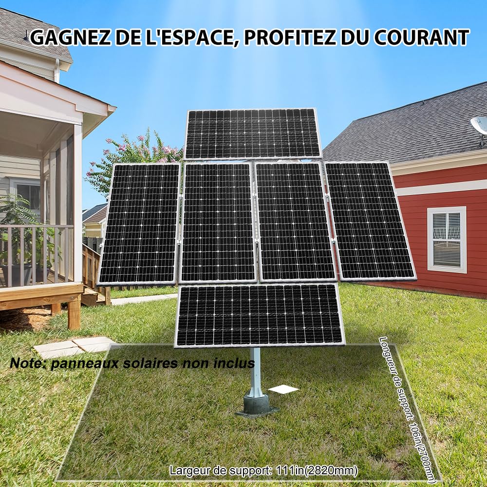 ECO-WORTHY Support Panneau Solaire Tracker Solaire Fixation Panneau Solaire pour Toit, Balcons, Jardin, Maison, Support de suivi à deux axes 40 % de puissance en plus