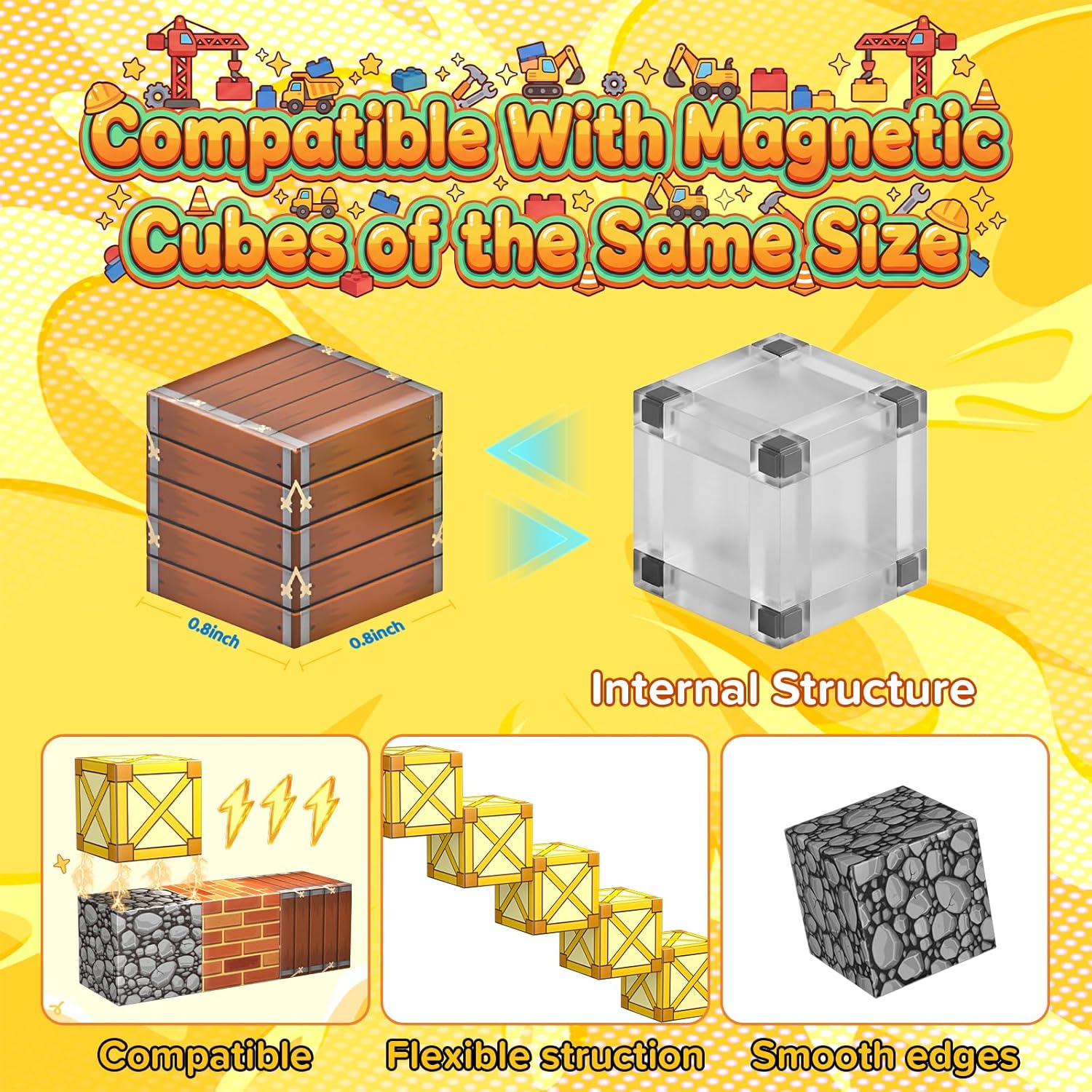 Magnetic Building Blocks for Kids Ages 3-12+, 100PCS STEM Educational Magnet Toys, Magnetic Tiles Build Cubes, Ideal Gift for Toddlers Boys Christmas Birthday Girls Grandkids