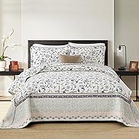 Vista 12 de Finlonte Cubrecama extra grande de 120x120 pulgadas - 100% algodón, cubrecama California King, colcha extra grande, colcha de retazos de granja