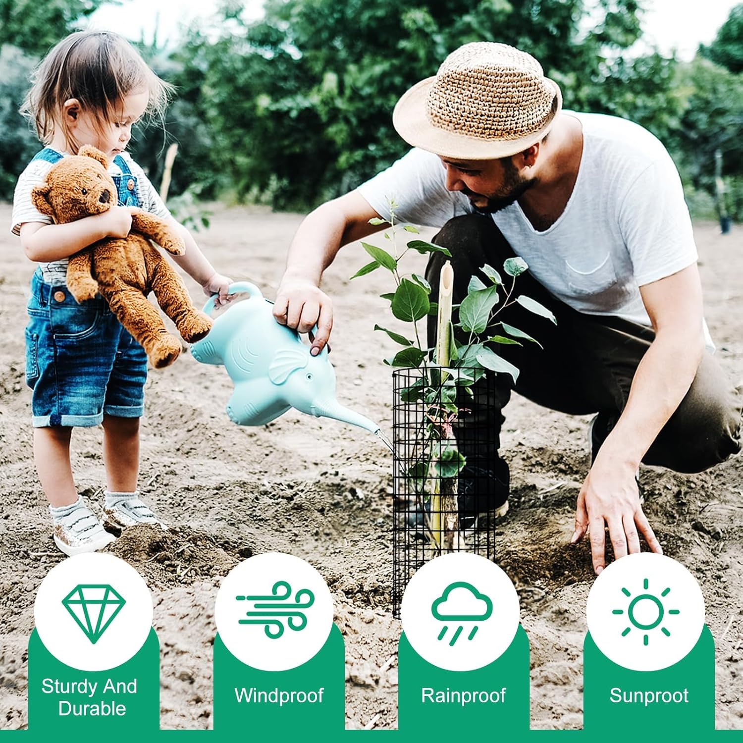 6Pack Tree Trunk Protector, Metal Tree Guards Trunk Protector with Zip Ties & Metal Stakes & Glove, Tree Bark Protector, Tree Protectors from Deer Animals Trimmers 5.3'' Dia x 16.5'' H (6 Pcs)