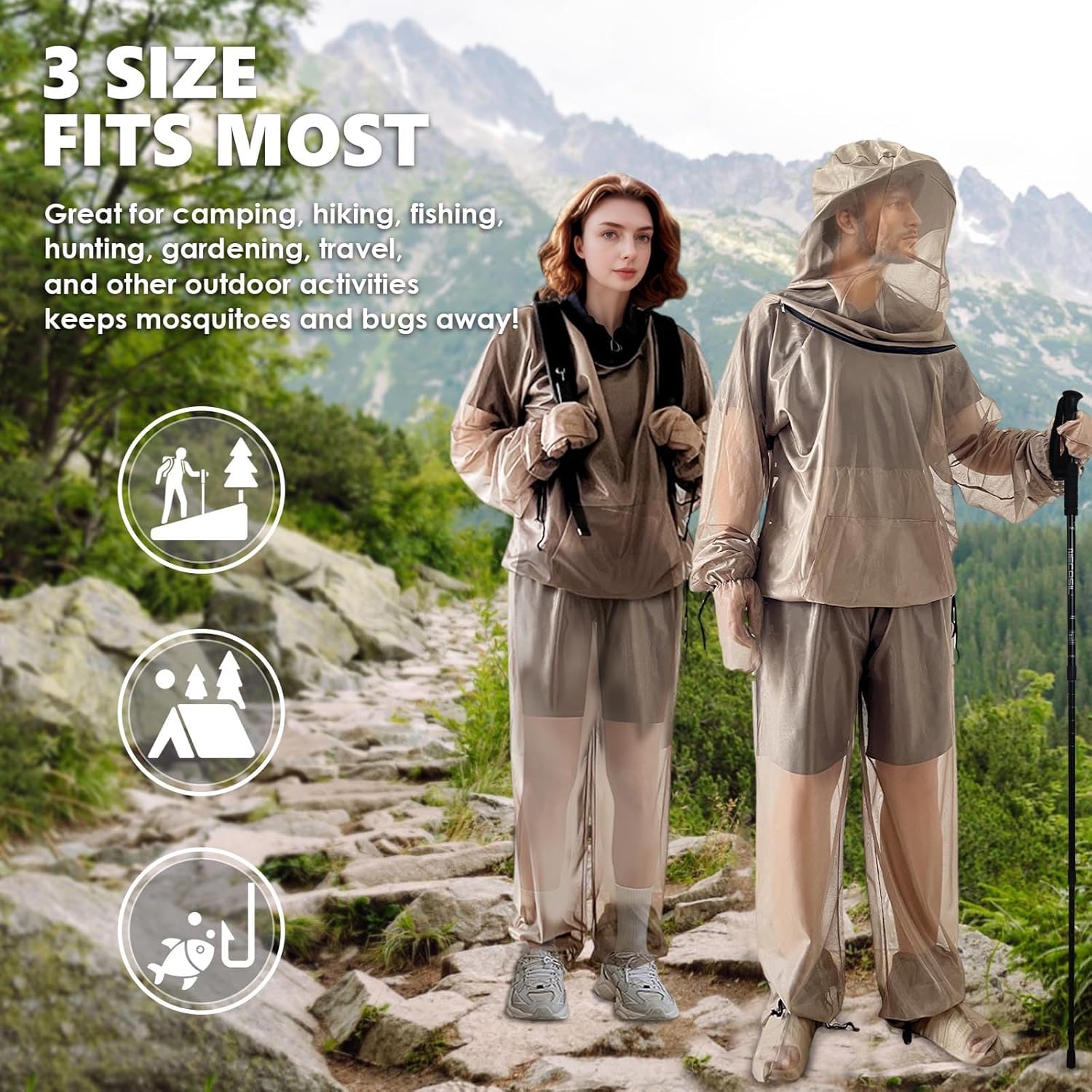 IC ICLOVER 4-Piece Mosquito Jacket Small/Medium+16inch Animal Handling Gloves, Bug Jacket with Hood, Mosquito Net Suits for Gardening Fishing，Anti-bite Dog Cat Bird Reptile Control Protection