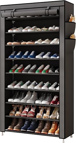 Laiensia Zapatero vertical de 9 niveles, organizador de almacenamiento de zapatos que ahorra espacio, estante de zapatos de cubierta no tejida con