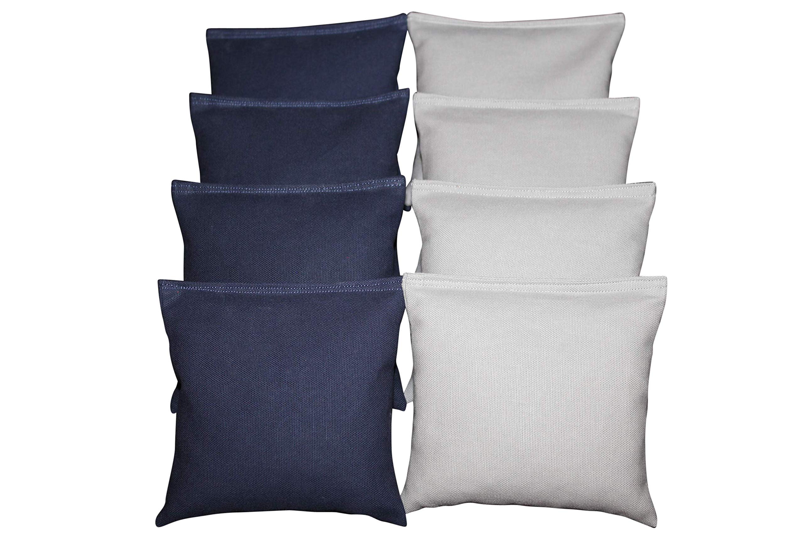 BackYardGamesUSA Set of 8 Cornhole Bags Pick Your 2 Colors! Regulation Size Handmade! (Navy Blue/White)