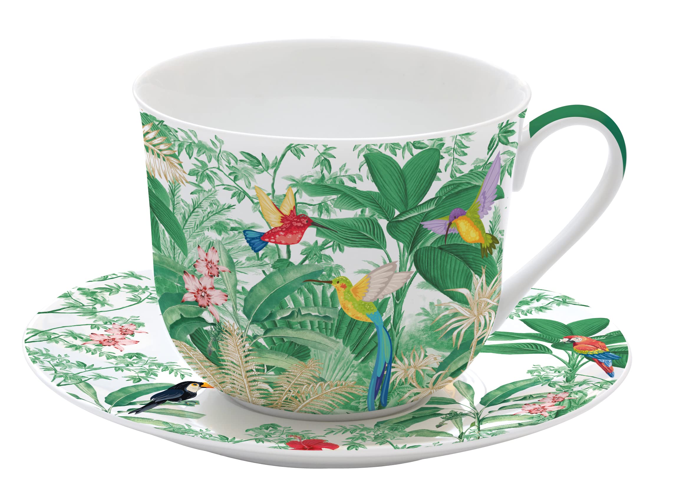 Tasse Déjeuner Porcelaine Fine Art Déco Flowers – 40 Cl – Coffret Cadeau