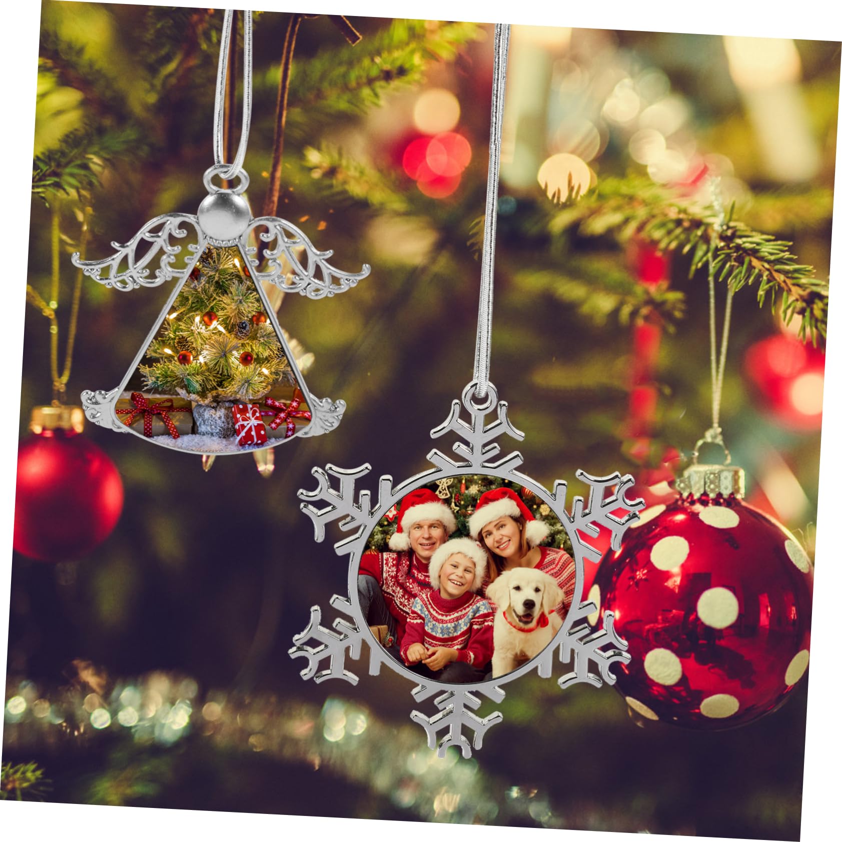 Cabilock 5 Set Decorazioni Natalizie Con Fiocchi Di Neve A Sublimazione Decorazioni Natalizie Palline Di Natale Luci Fatate Per Esterni Albero Di Natale In Feltro Luci Di 2 pezzi * 5