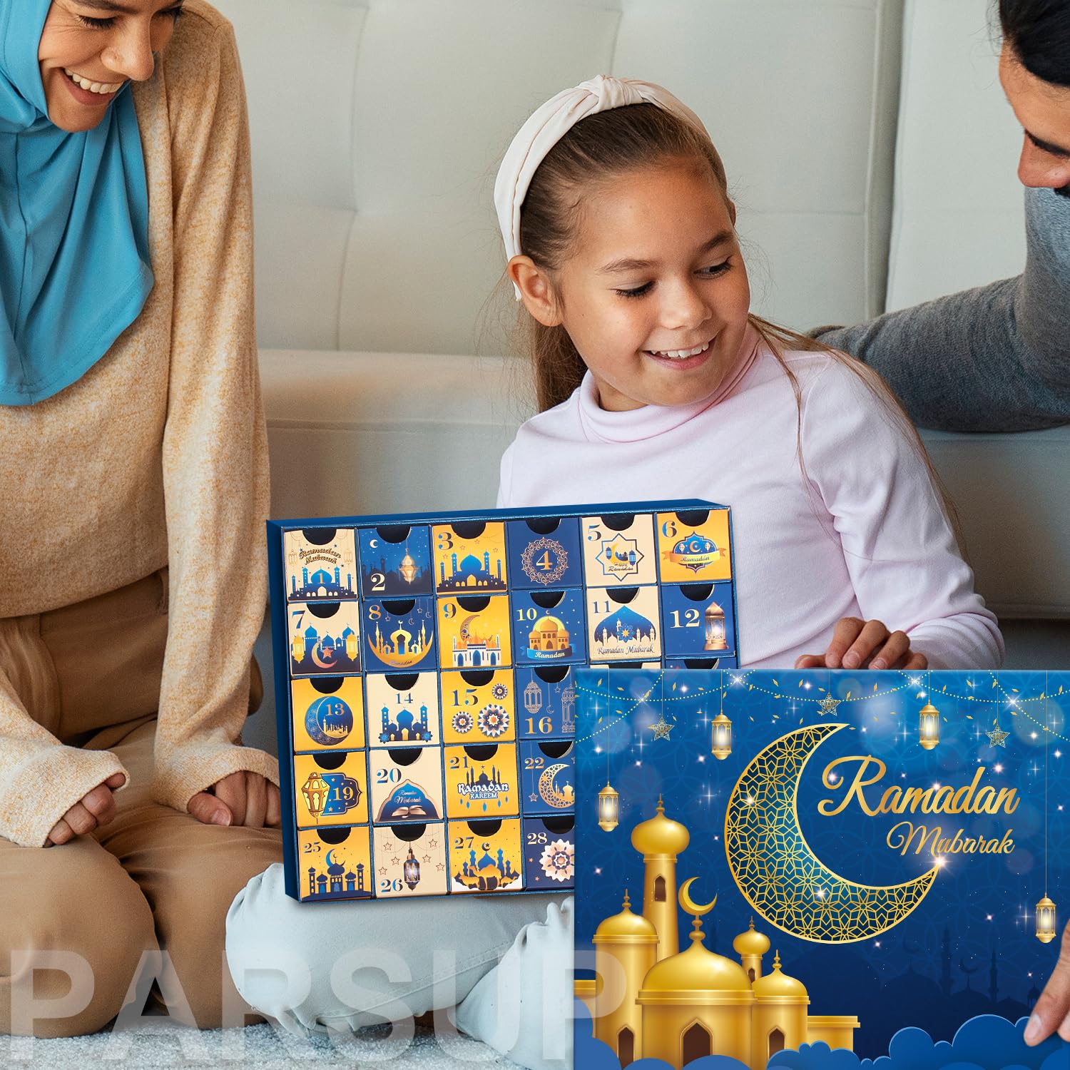 Calendario dell'avvento del Ramadan con cassetti, 30 scatole vuote per 30 giorni, calendario Eid Mubarak Coutdown riempibile, scatola regalo per Ramadan, arte islamica, scatola di cartone per riporre