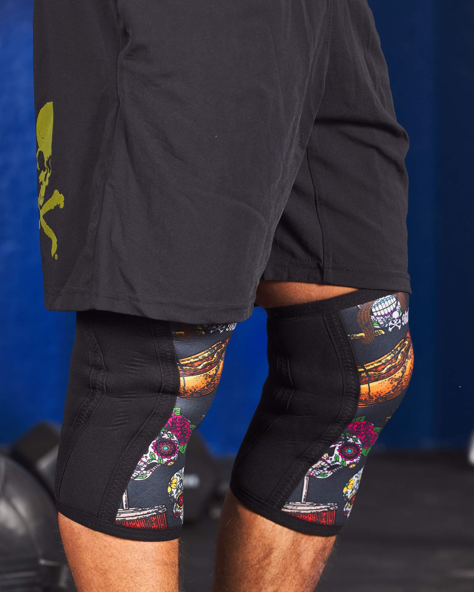 Skull - Coppia di Ginocchiere Sportive in Neoprene 7 mm Anatomiche per Allenamento, Palestra e Crossfit, Unisex