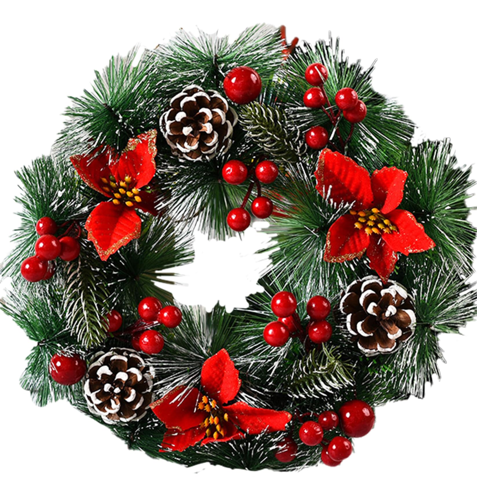 Wreath for Front Door, 12.6Inch/30cm Artificial Xmas Wreath Christmas Door Wreaths with Pinecones Ornament Christmas Winter Holiday Wreath for Wall Fireplace Door Shop Window