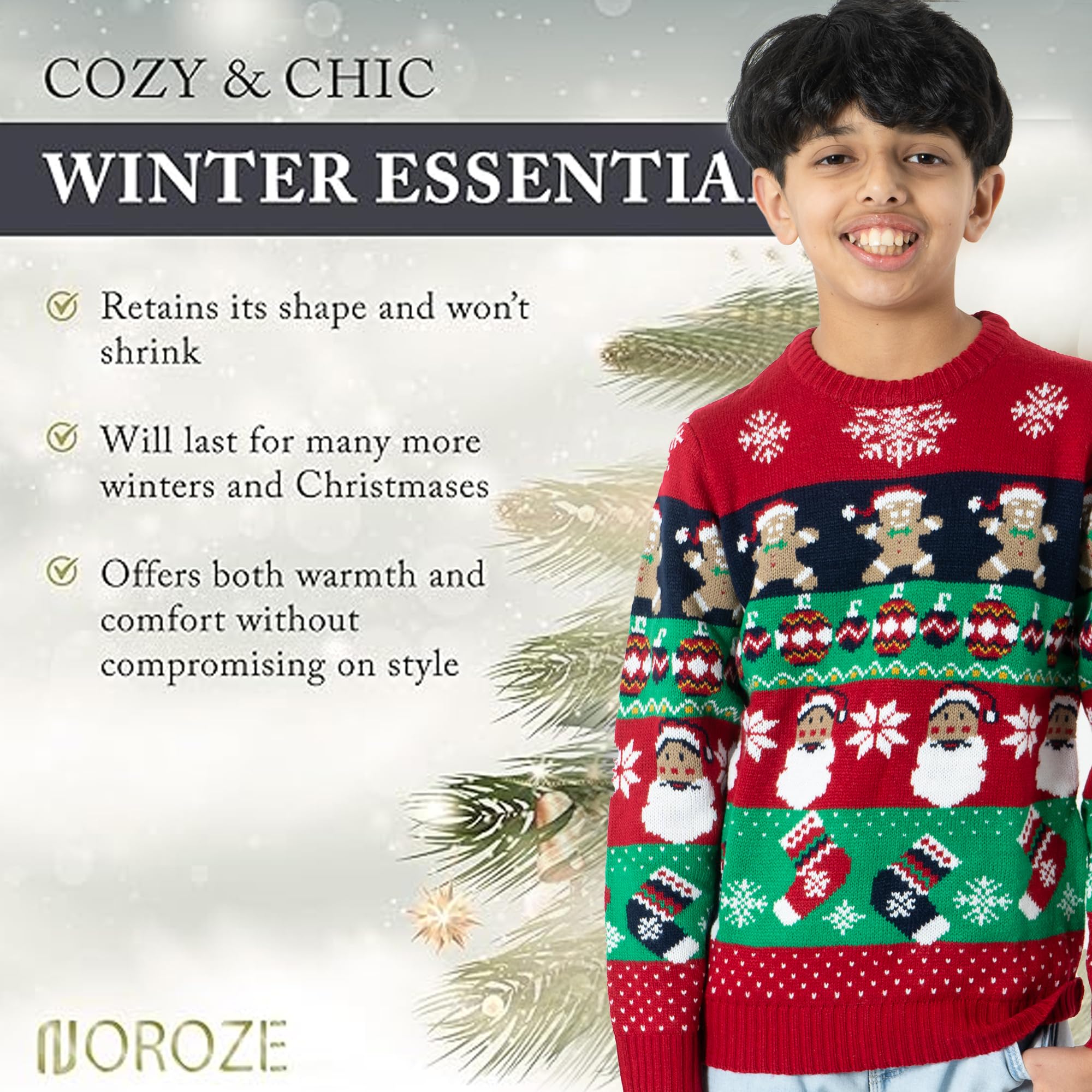 NOROZE Garçons Fille Unisexe Noël 3D Pull Enfants Xams Pullover Pull-Over Père Noël Bonhomme de Neige Renne Manchot
