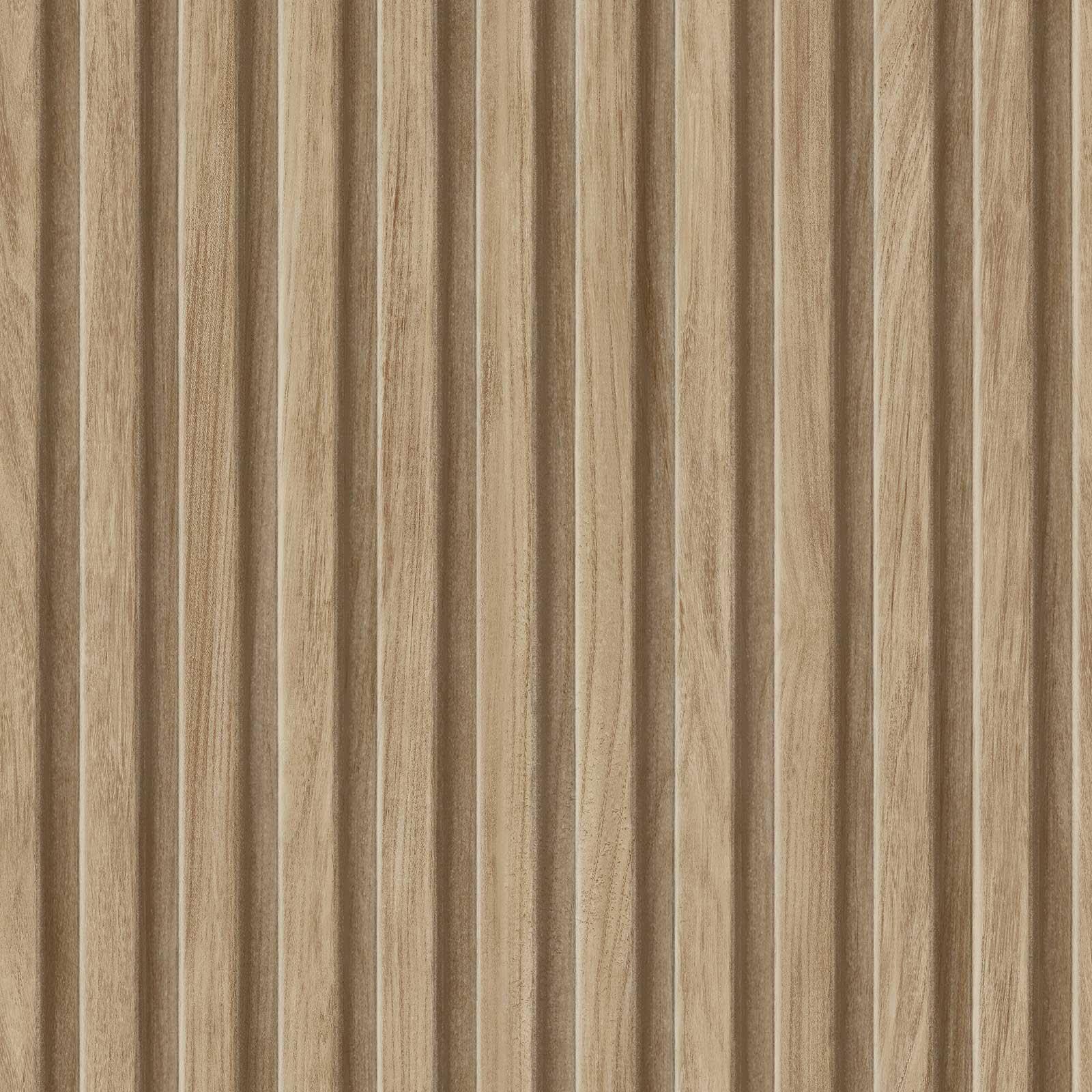 Fine Decor Wooden Slats Wallpaper – Realistic Slat Wall Effect – 3D Style Timber Panel Wallcovering for Lounges, Bedrooms & Hallways – Smooth Matte Finish, Natural FD44159 (10.05m x 53cm)