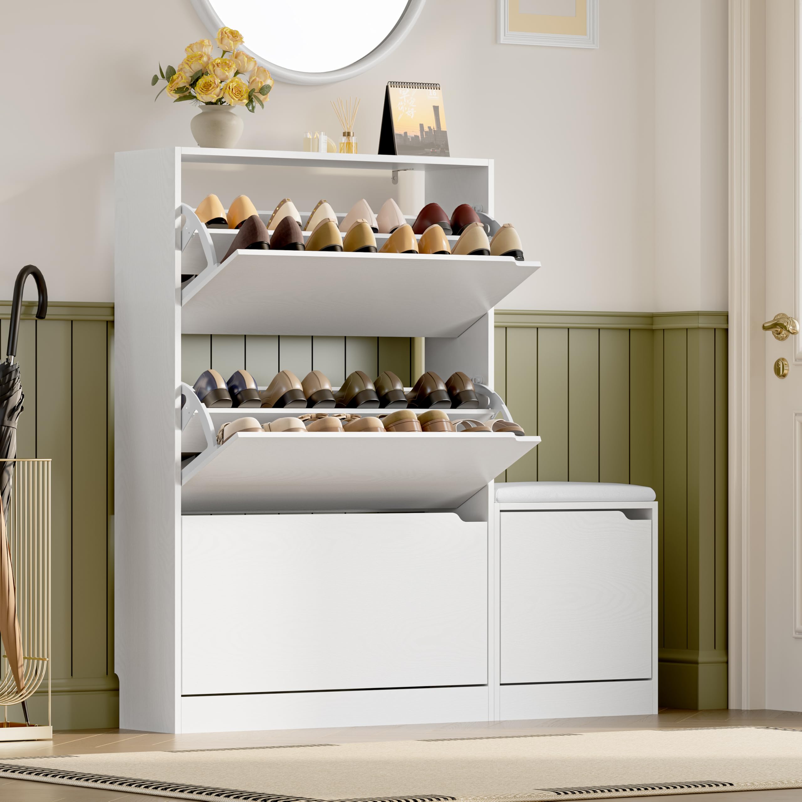 BORNOON Flip-Drawer Bench Cabinet