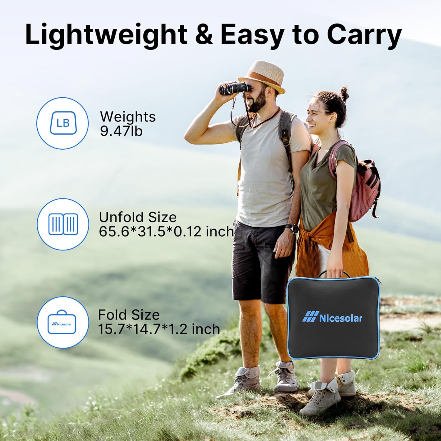 Nicesolar 200W Portable Solar Panel Foldable Solar Charger for Portable Power Station Solar Generator with USB A&C PD 65W for Laptop Smartphone Tablet Powerbank Outdoor Camping Van RV