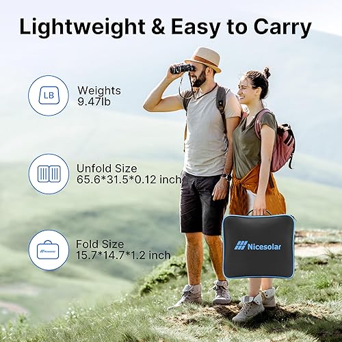 Miniatura 5 de Nicesolar Panel solar portátil de 200 W, cargador solar plegable para estación de energía portátil, generador solar con USB A y C PD de 65 W