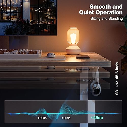 Miniatura 9 de Grandder 55x32 Escritorio Eléctrico Grande de Pie, Escritorio de Computadora con Altura Ajustable con 2 Ajustes de Memoria, Escritorio de Pie para