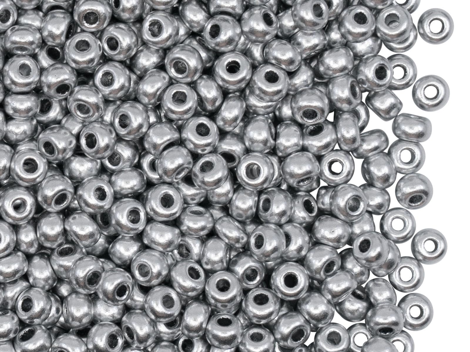 300+ Beads (25g) Big Preciosa Ornela Seed Beads 6/0 (4mm + 1mm Hole), Rocailles for Embroidery, Bracelets, DIY and Other Craft Projects Including Jewelry Making and Cloth Making, Silver Matte 01700 — image 1