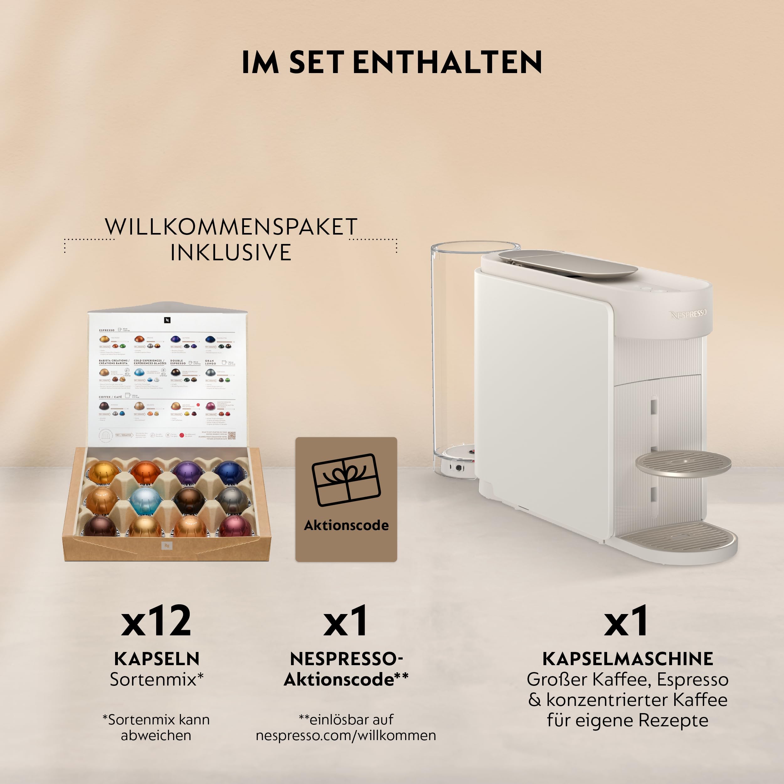 NESPRESSO Delonghi Vertuo Up Kaffeekapselmaschine für 5 Tassengrößen | 3 Sekunden Aufheizzeit | One Touch Kaffee Zubereitung | 1,4 L Wassertank | Kompaktes Design | Weiß (ENV200.W)