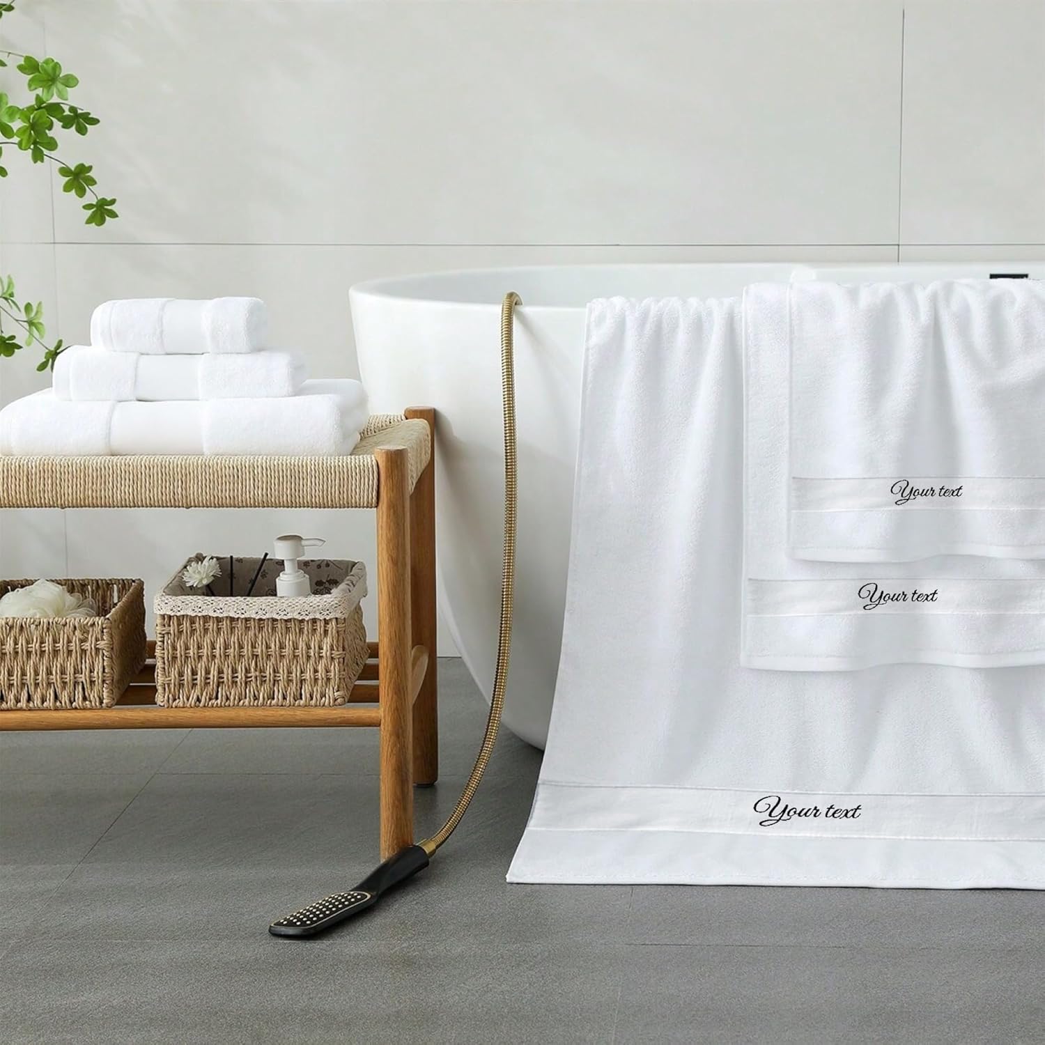 Monogrammed Towel Set Personalized Gift Hotel Spa Quality Super Soft Highly Absorbent Bathroom Sets 100 Cotton 3 Piece