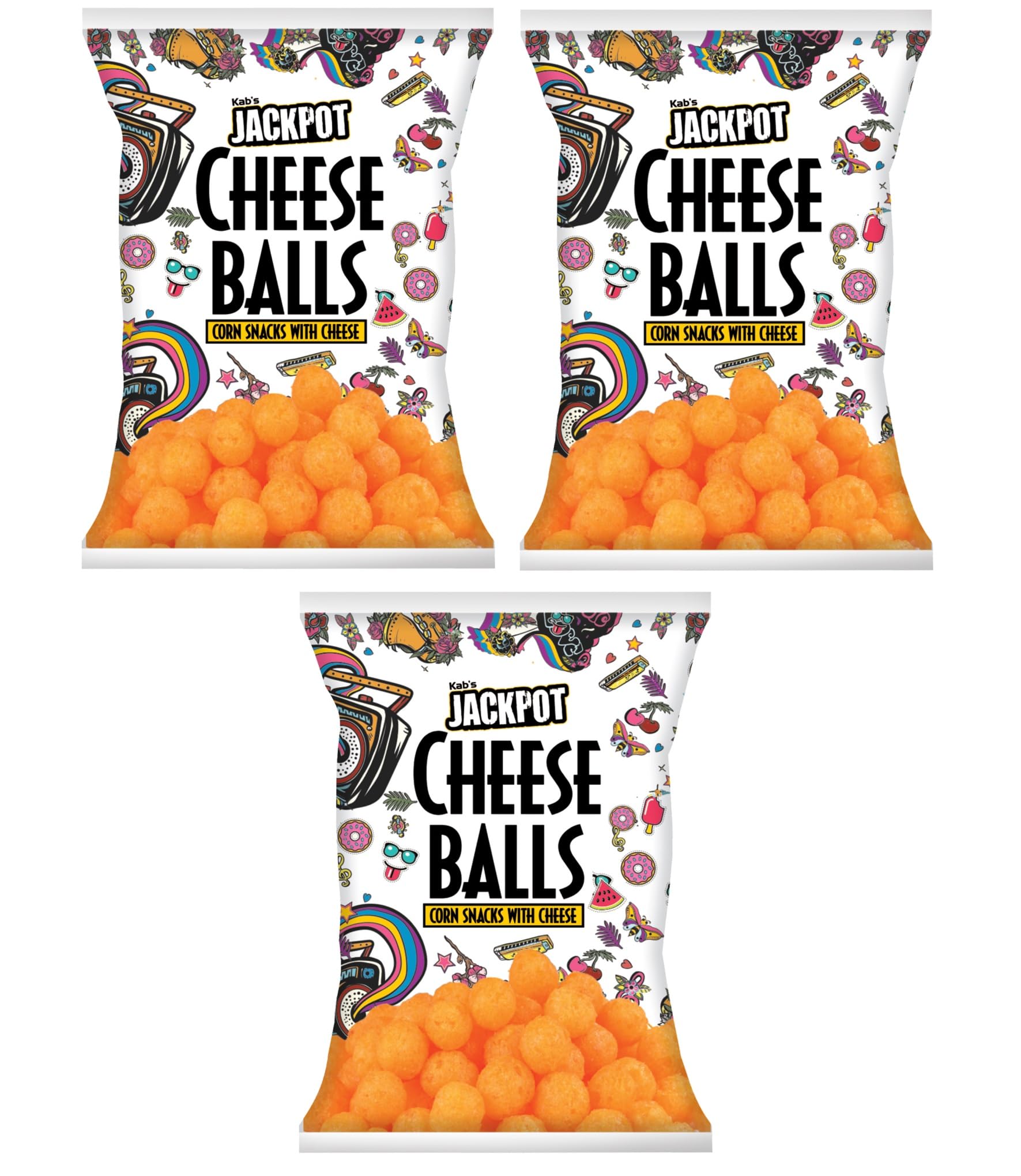 Kab's Jackpot Cheese Balls, 2.12 oz ℮ 60 gm (Pack of 3)