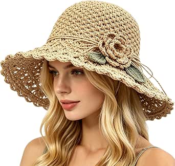 Straw Hats for Women 2026 Summer UV Protection Foldable Sun Hats Floppy Sunhats Casual Travel Beach Vacation Visors