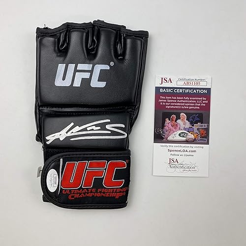 Guante de lucha negro de Amanda Nunes UFC MMA con autógrafo y firmado JSA COA Auto
