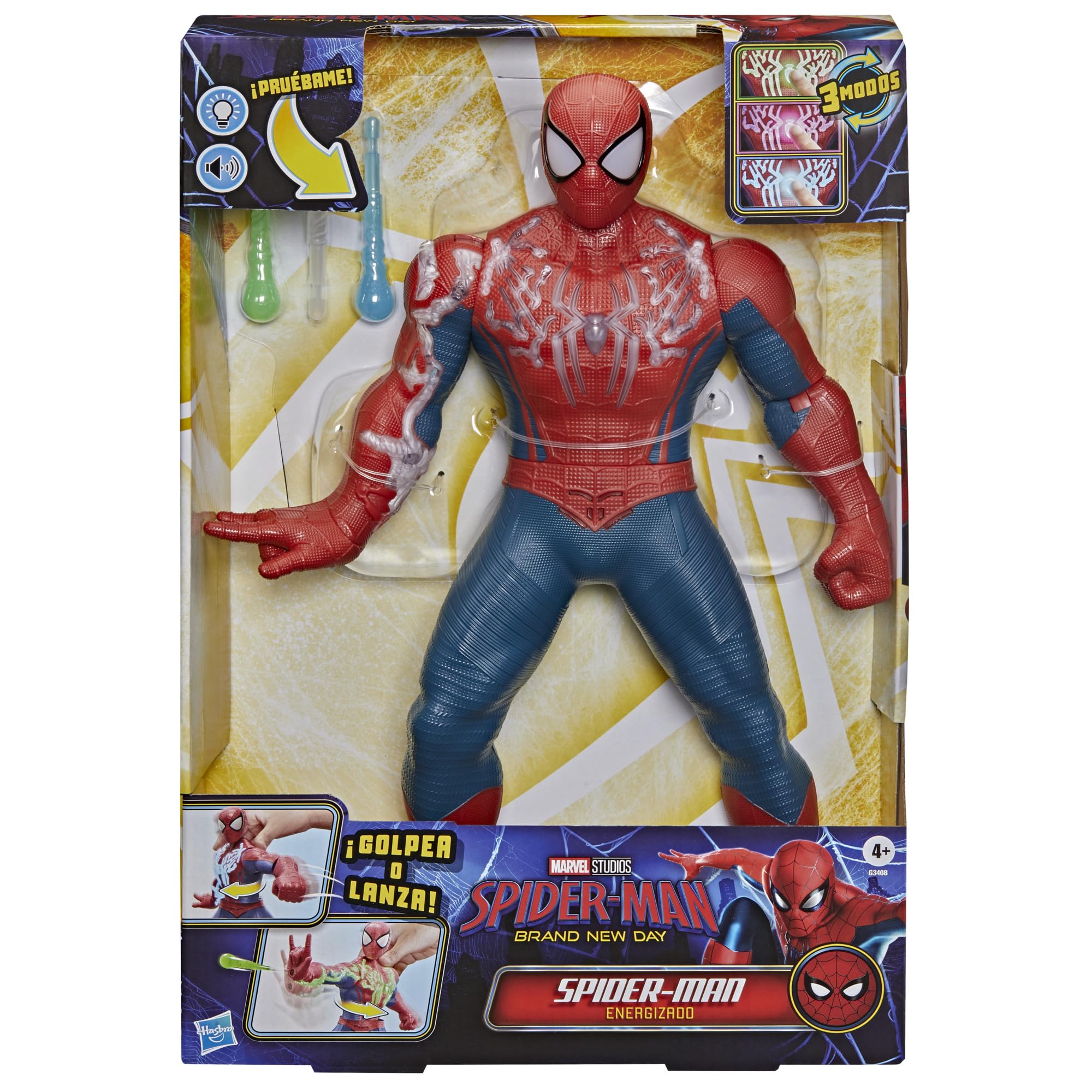 Marvel Spider-Man: Brand New Day, Spider-Man Energizado, Figura de acción electrónica, 36, 8 cm, Juguetes y Figuras Infantiles de superhéroe, A Partir de 4 años