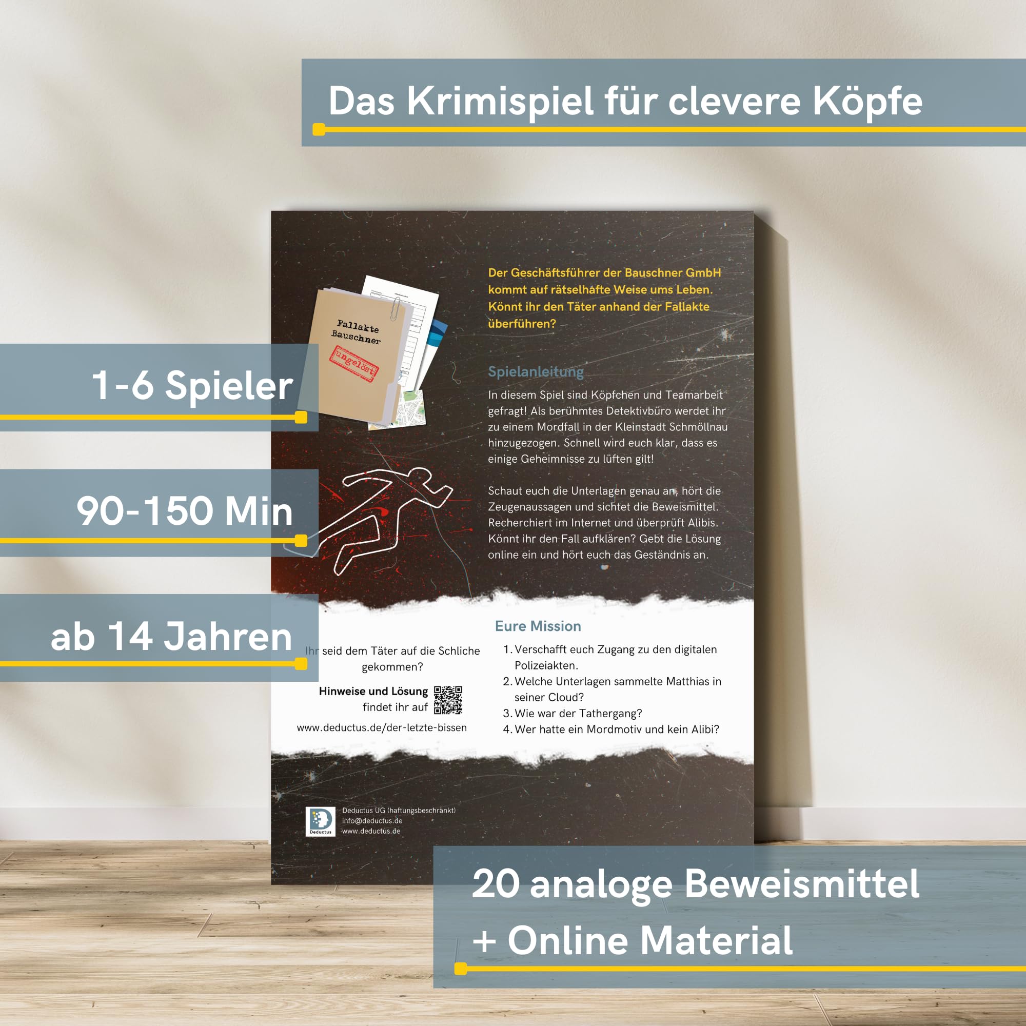 Deductus Gioco del crimine – L'ultimo morso (caso 1) – Gioco di detective, gioco di puzzle, scena del crimine, gioco di società per casa