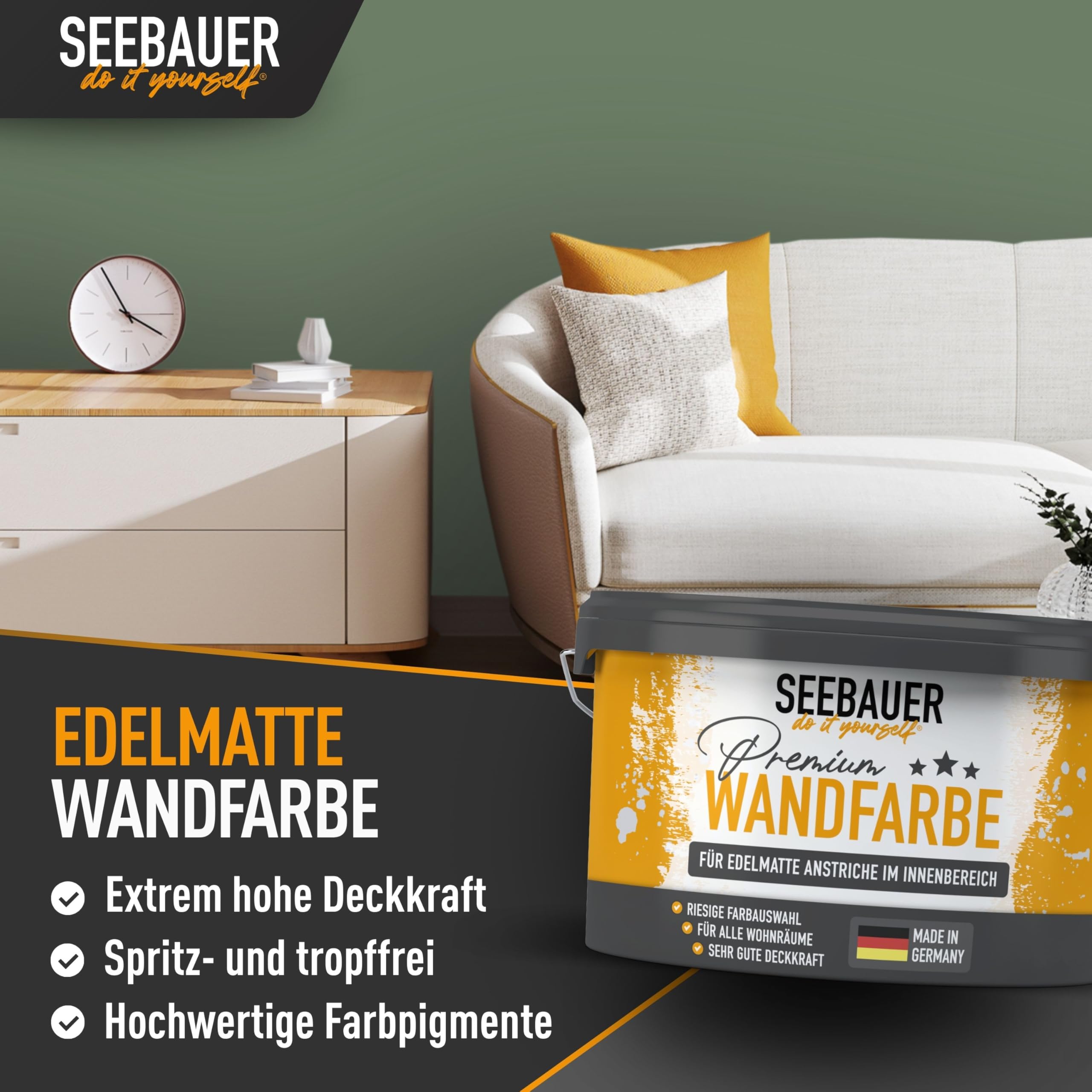 Wandfarbe Grün 2,5L für Innen (No. 760 Nordic Wood) Edelmatte dunkelgrüne Innenfarbe - Grüntöne sehr hohe Deckkraft - Matt, Abwaschbar und Tropffrei