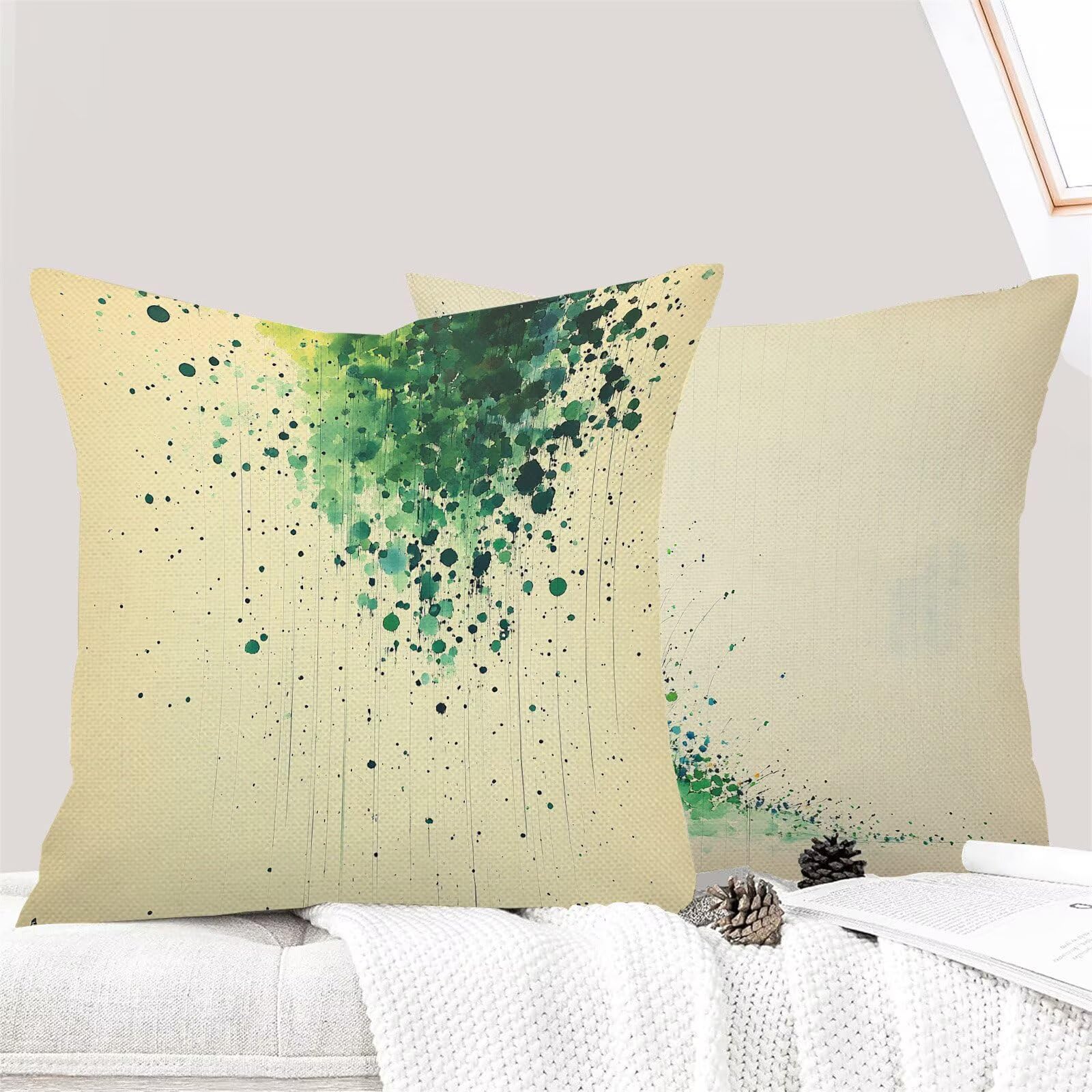 Juego de 4 Fundas Cojines Crema Resumen (2) 45 x 45 cm Fundas Cojines, Decoración Moderna Cojin Exterior, para Sofá salón Coche Cama Sillas Decoración, Cuadrado Terciopelo Sofá Cojín Exterior m-431