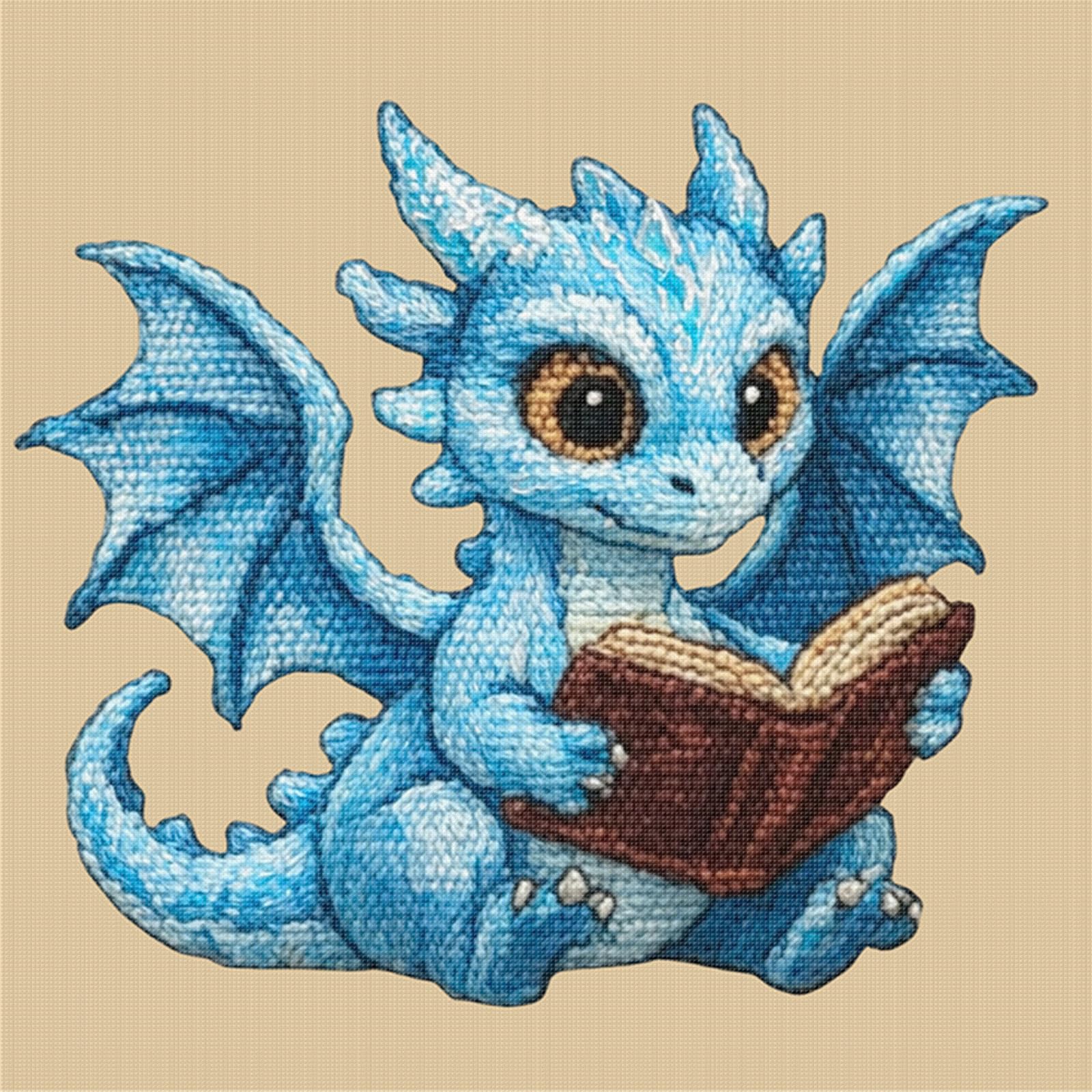 Blue Book Dragon Full 14Ct Diy Stamped Needlework Embroidery Kit 11.81X11
