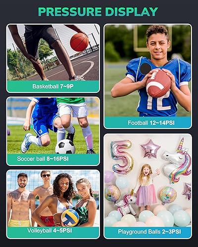 Miniatura 7 de Electric Ball Pump - Portable Air Pump with LED Light, Precise Pressure Gauge and Digital LCD Display for Basketball, Soccer Ball, Volleyball,