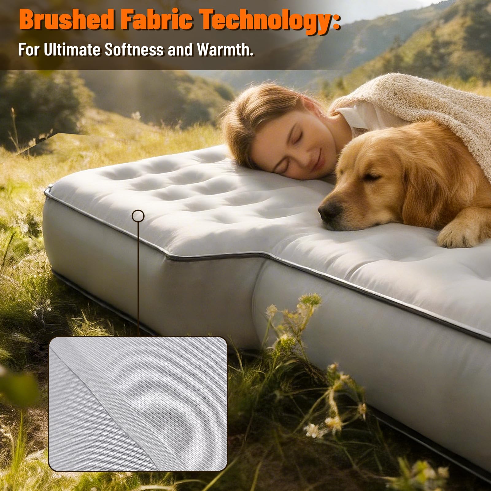 SUV Air Mattress, Comfortable Fabric Texture Car Air Mattress, Customized for Jeep Wrangler JL/JK, Ford Bronco,Subaru Forester, Fit for Large and Mid-Size SUV, Jeep Air Mattress Car Trip - 5