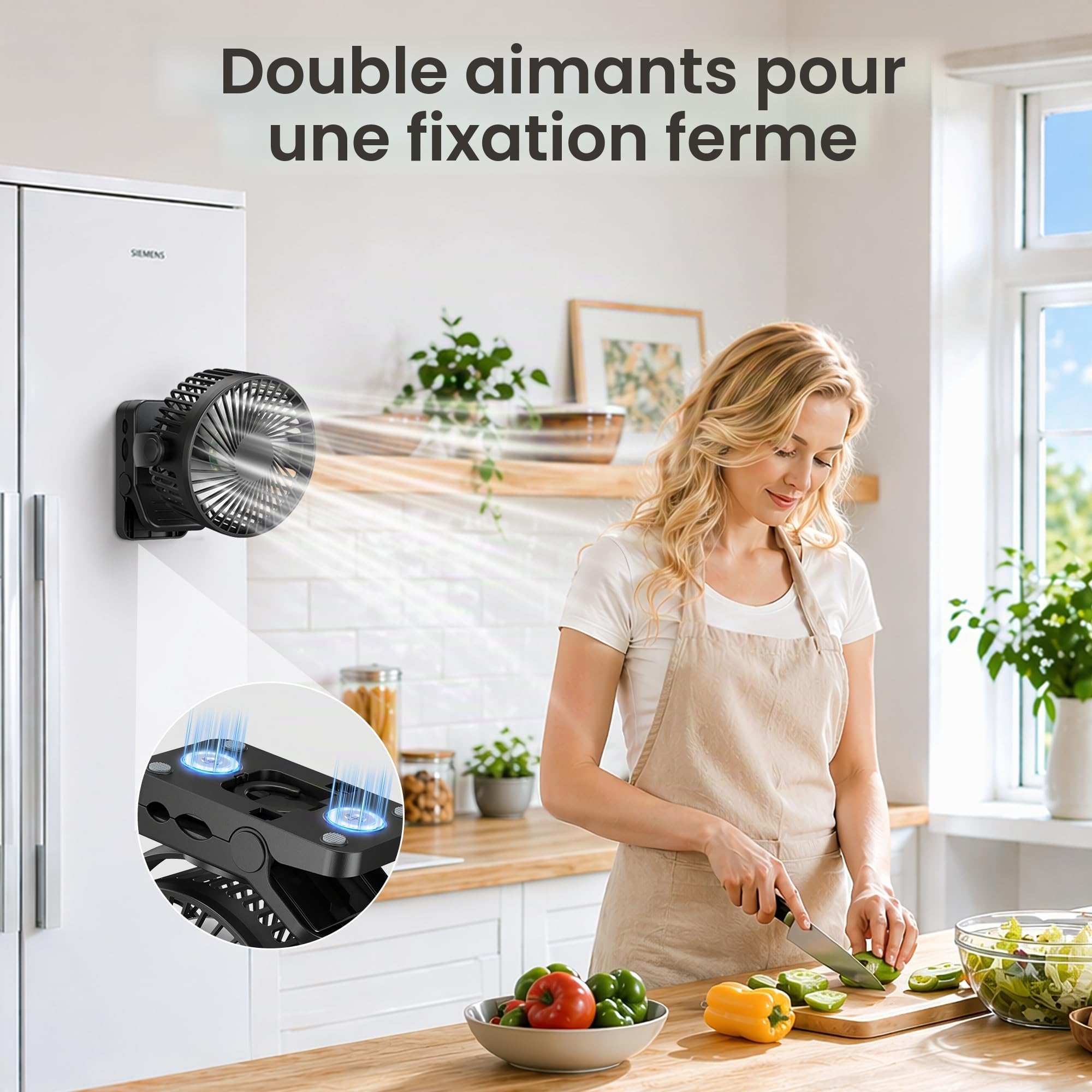 USB Ventilateur Table de 12000mAh 4-en-1 Ventilateur Portable avec Télécommande 3 Vitesses Lumière LED Minuterie 360° Rotation, Ventilateur Pince pour Camping Cuisine Bureau Poussette, Noir