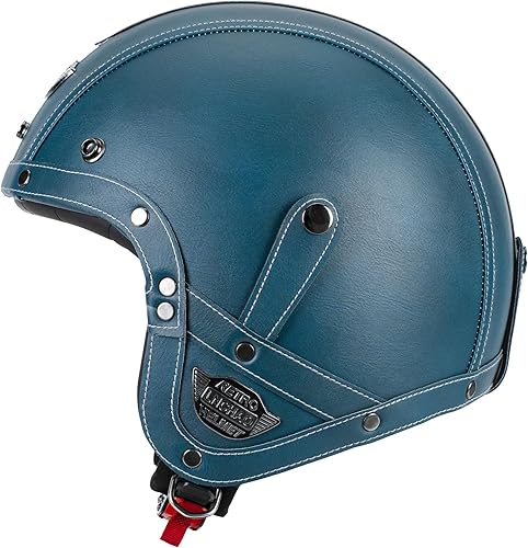 Miniatura 3 de Casco de cuero hecho a mano con cara abierta 34, estilo retro, vintage, aprobado por DOT, medio casco para adultos, para hombres y mujeres,