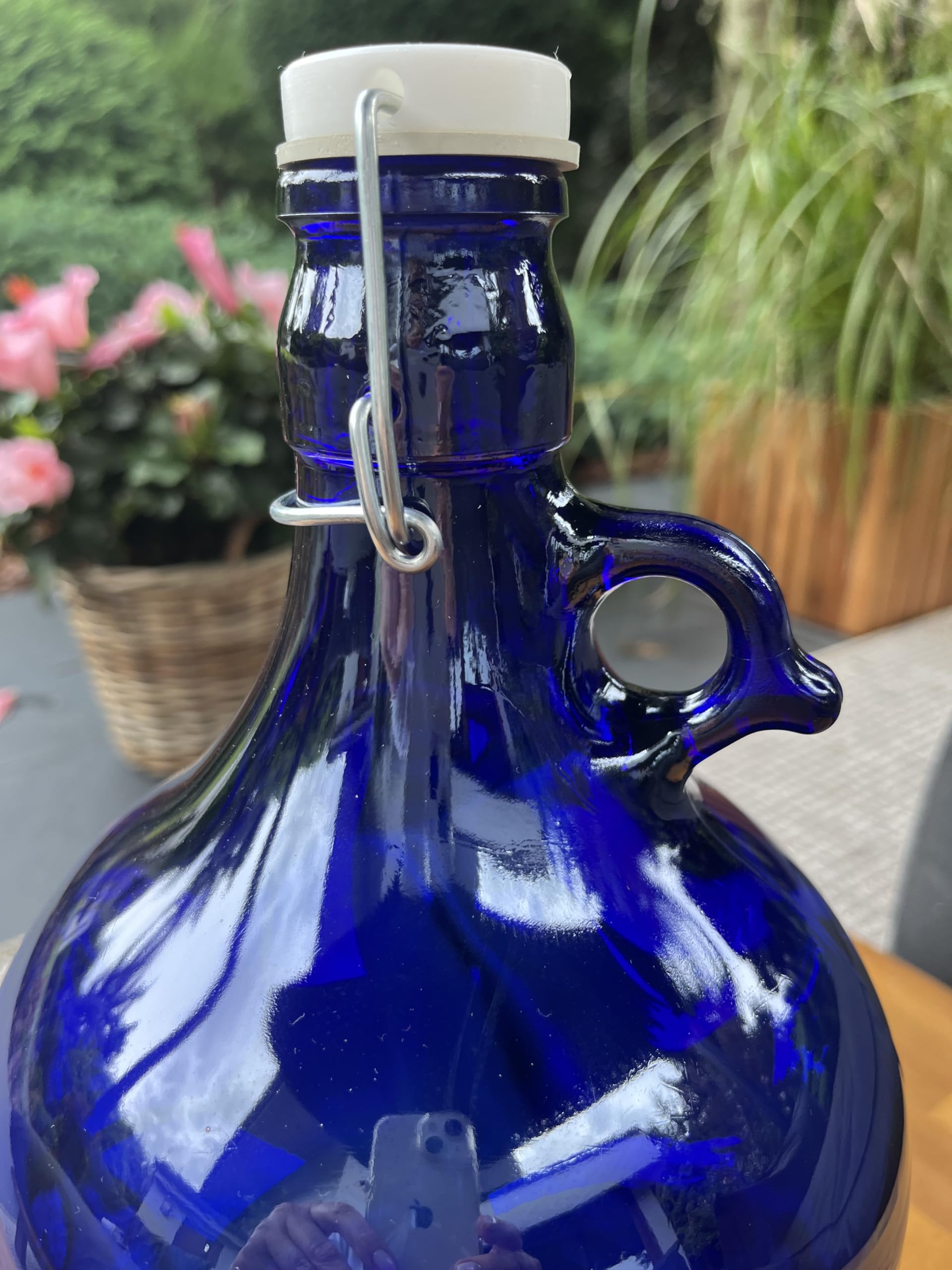 lilawelt24 4x 5L blaue Flasche mit Bügelverschluss Bügelflasche GLASBALLON Weinballon GÄRBALLON GLASFLASCHE Gallone Leer zum Befüllen blaue mit rundem Griff zur Aufbewahrung von Wasser(4x 5L)