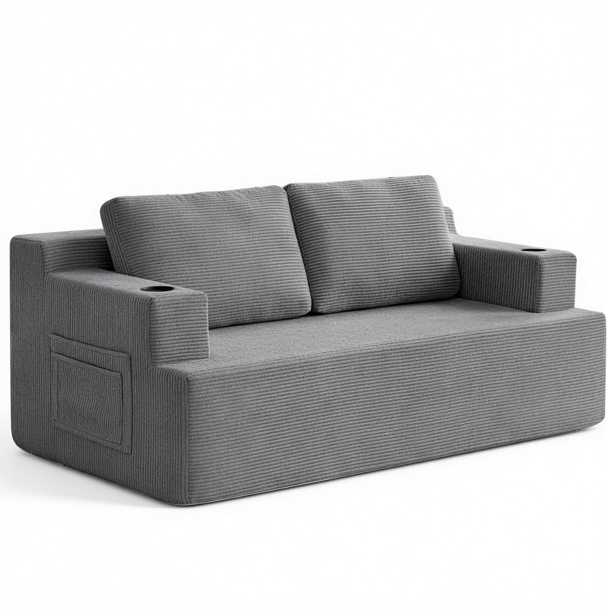 YINIX Boneless Sofa 2 Sitzer mit Getränkehalter & Seitentasche