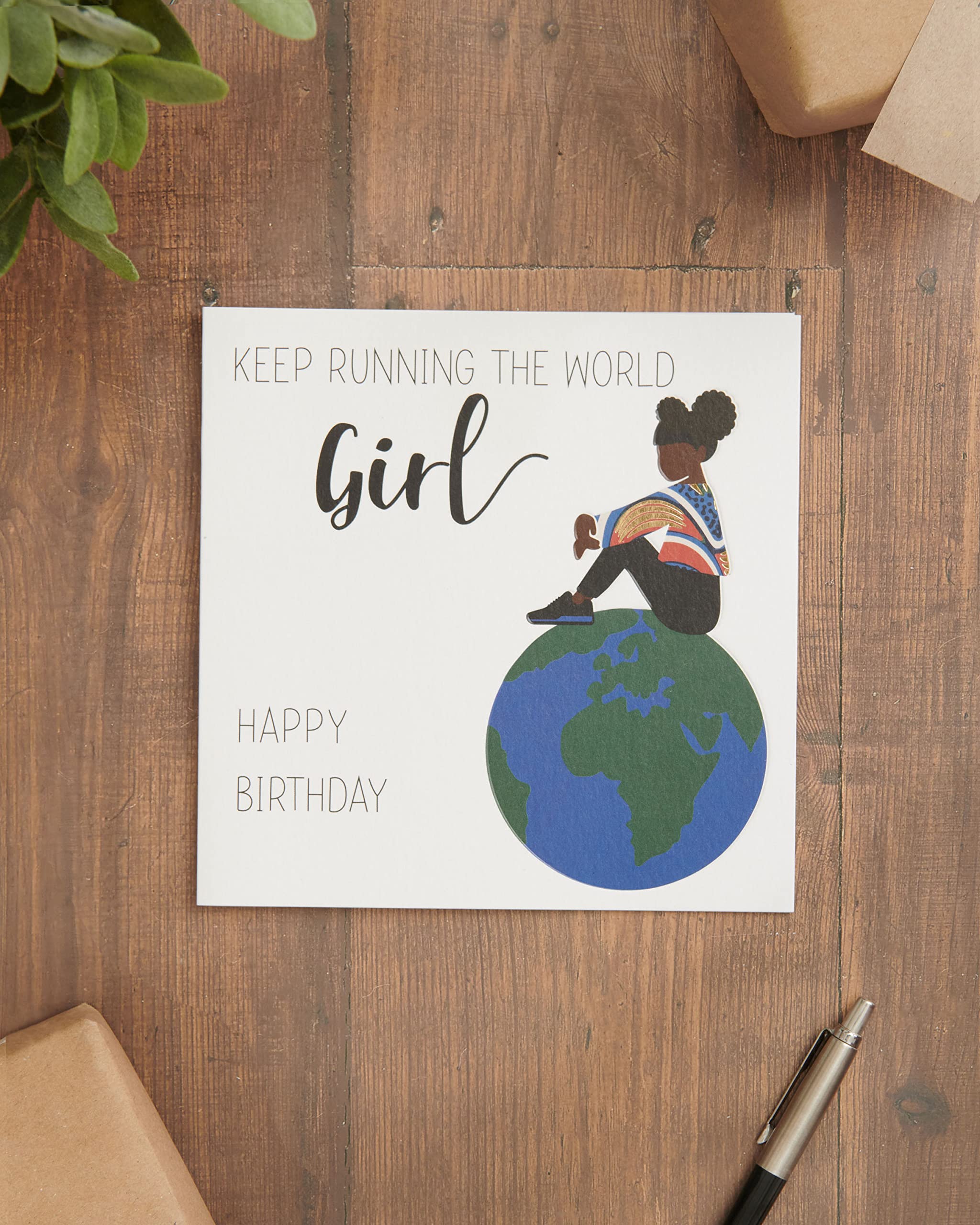 UK Greetings Kindred X Afrotouch Geburtstagskarte Für Mädchen – Running The World Design