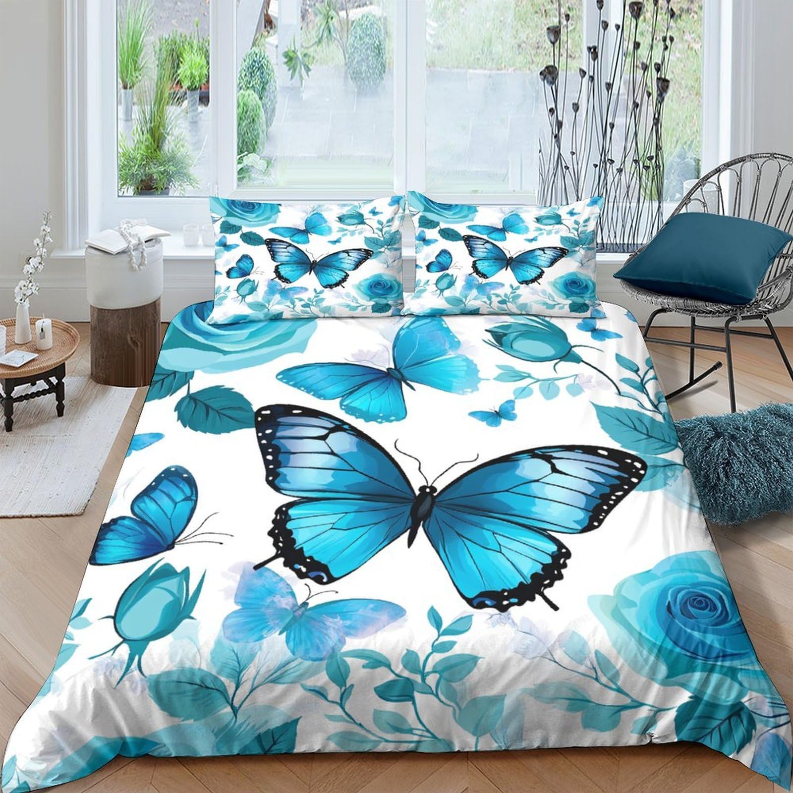 3D Printed Butterfly Duvet Cover, Microfiber Bedding Cover Hidden Zipper