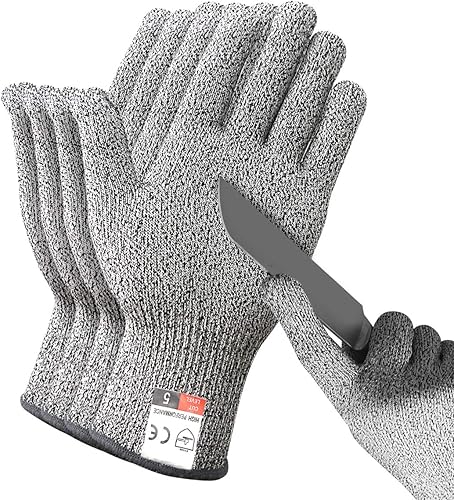 DEYAN Guantes resistentes a cortes 2 pares de guantes de corte de seguridad de grado alimenticio, protección de nivel 5, utilizados para cortar