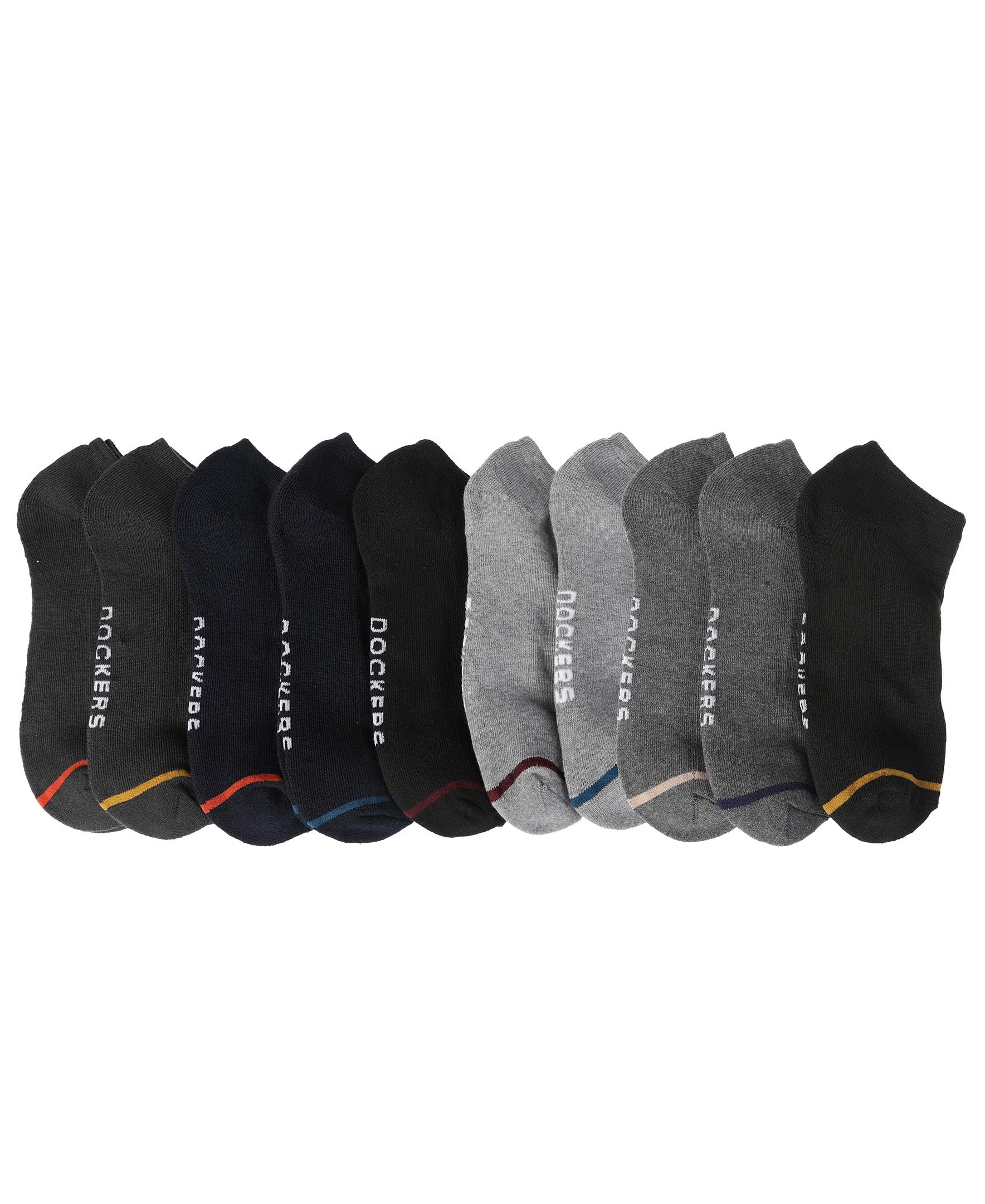 DockersMens Athletic Ankle Socks - 10-Pack Cushioned Low Cut Sports and Workout Socks for Men size 10-13