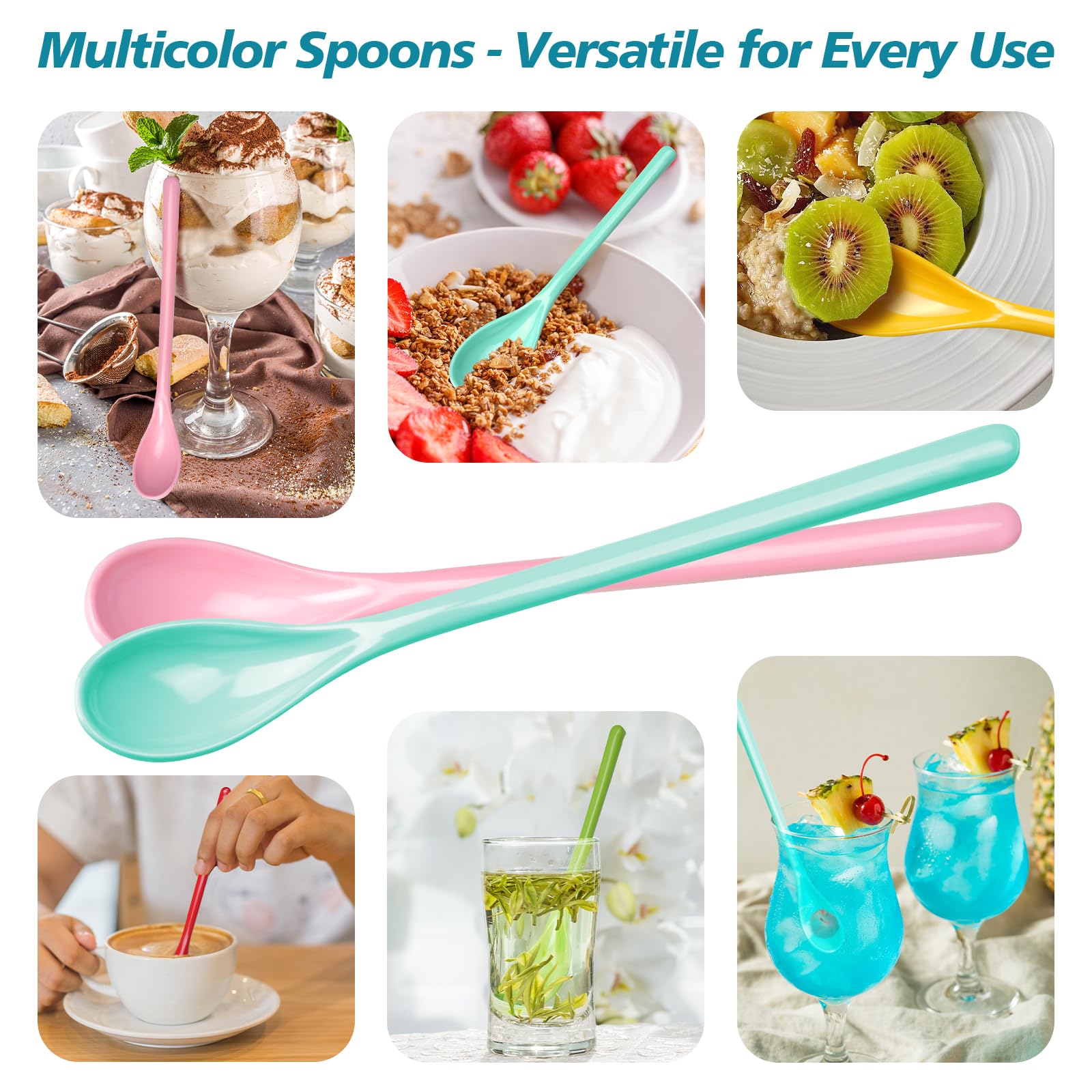 100 Cucchiaini Da Caffè In Plastica - Riutilizzabili, Lavabili In Lavastoviglie, Lunghezza 12.5cm, Bianchi - Foto 2