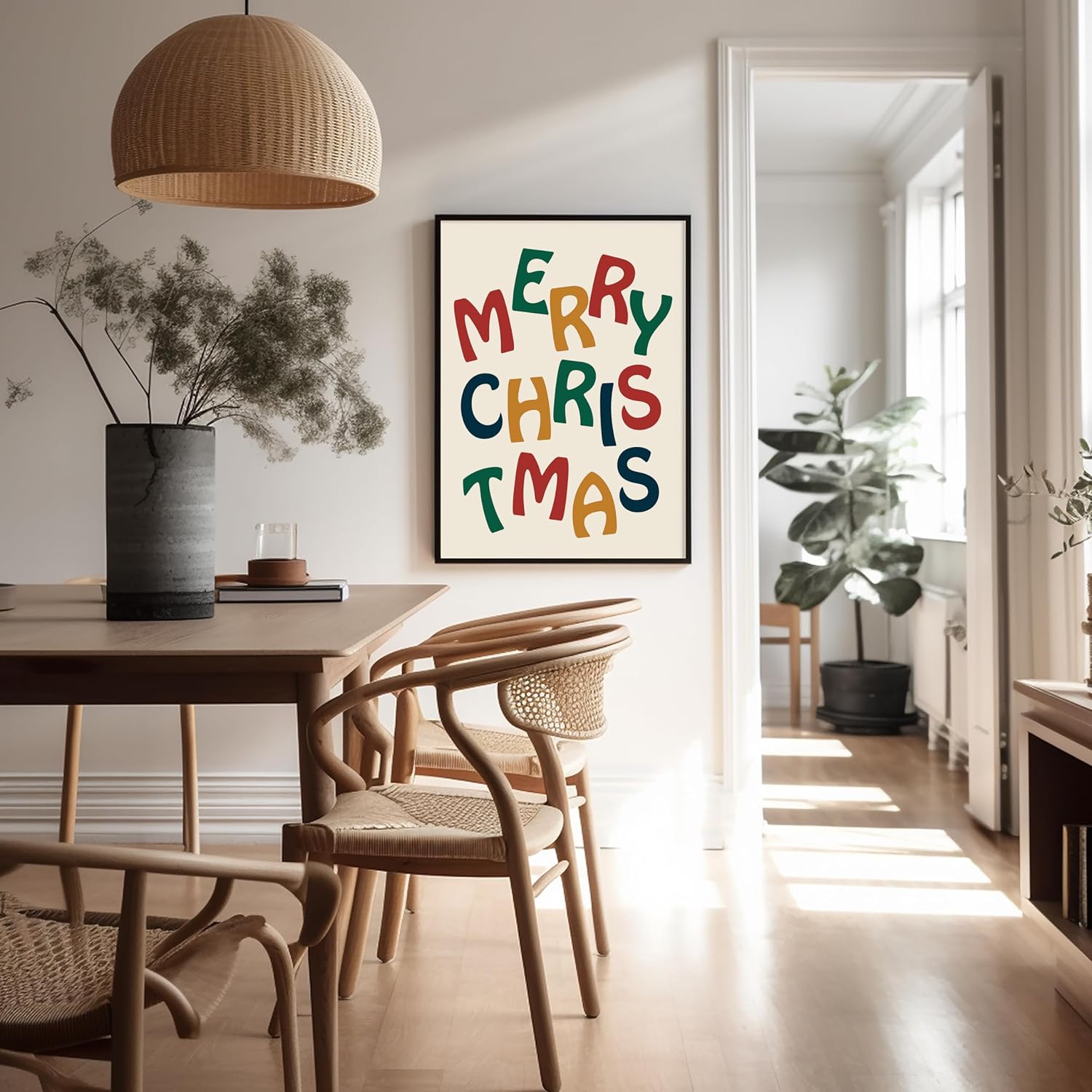 Poster Master Merry Christmas Print - Holiday Poster - Typography Art - Minimal Wall Design - Trendy Gift for Men & Women - Decor for Bedroom, Dorm or Living Room - 8x10 UNFRAMED Wall Art