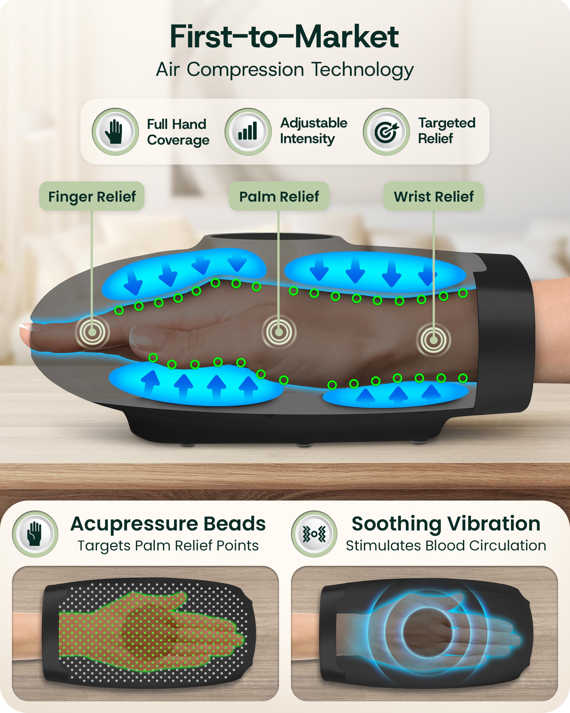 Lunix LX7 - Massaggiatore elettrico per mani con compressione, 4 livelli di pressione per artrite, sollievo dal dolore, tunnel carpale e intorpidimento delle dita, massaggiatore Shiatsu con calore