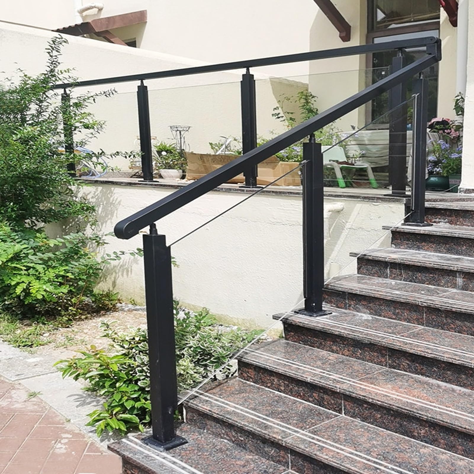 Palo per ringhiera in vetro sistema di balaustra con fessura esterna in acciaio inossidabile da 85/105cm per vetro da 15mm paletto quadrato per ringhiera per balcone scale(Mid Post,85cm(33.5in))