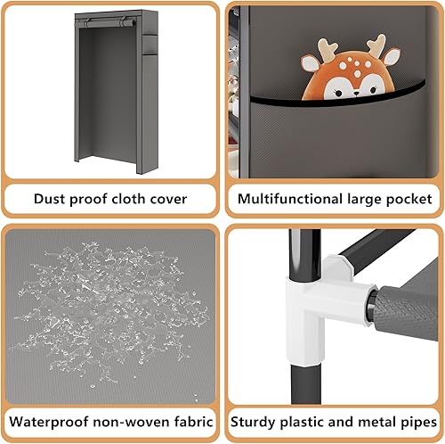 Miniatura 6 de Laiensia Zapatero vertical de 9 niveles, organizador de almacenamiento de zapatos que ahorra espacio, estante de zapatos de cubierta no tejida con