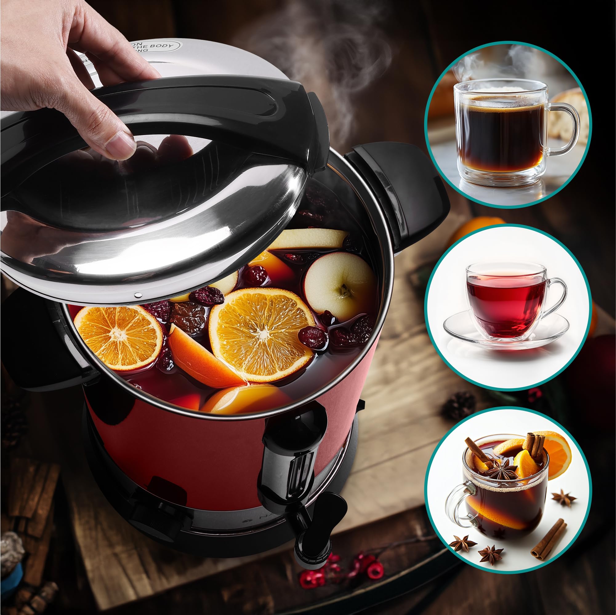 Marmite à Vin Chaud 18 L Navaris – Distributeur Chauffant Pour Thé, Café Et Boissons
