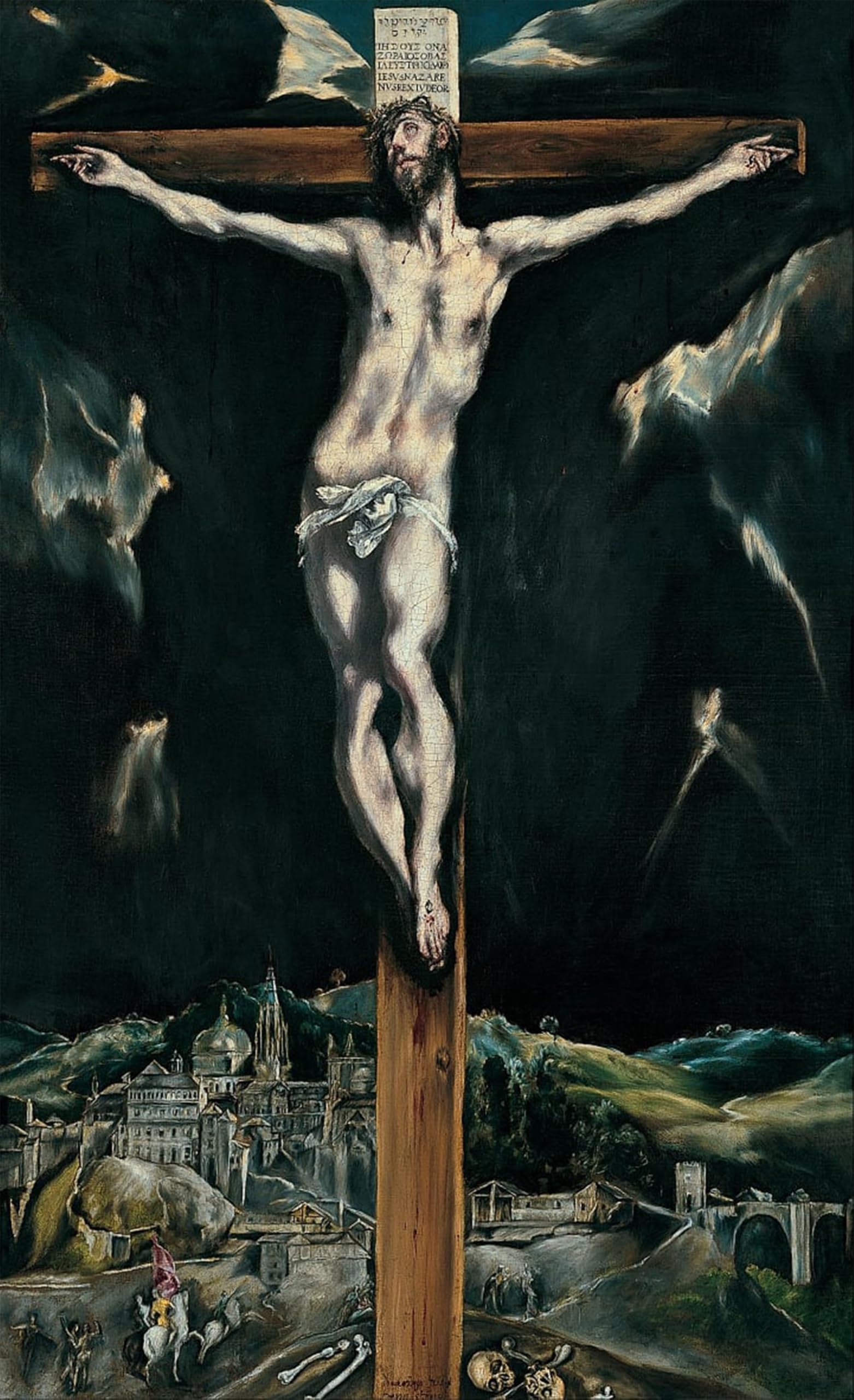 SERENDIPITP Aesthetic Poster Photo Wall Print Retro Picture Christ Crucified with Toledo in the Background by El Greco Modern Wall Artwork for Home Decor 60x90cm