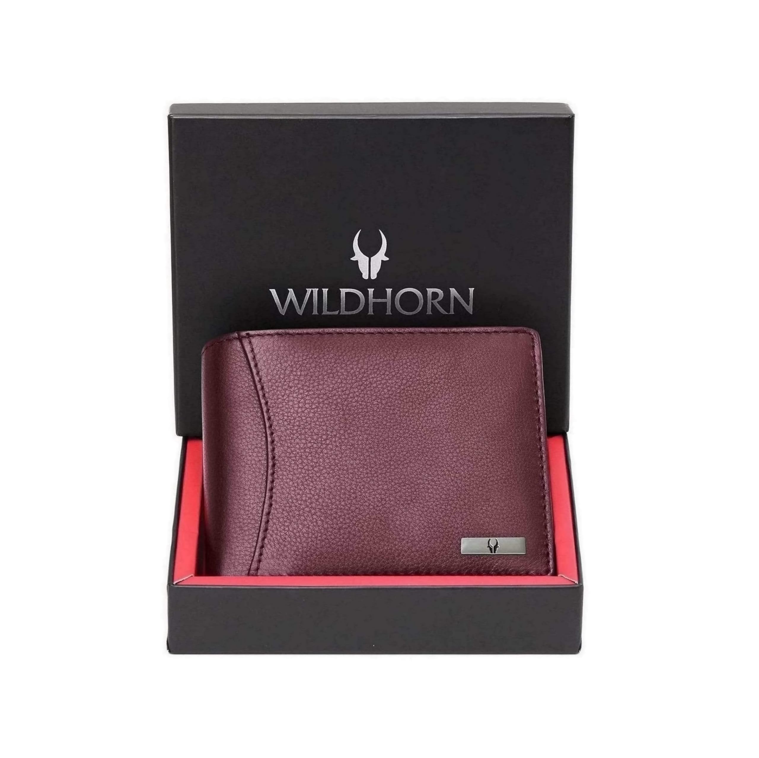 RFID Protected Leather Wallet for Men, Maroon