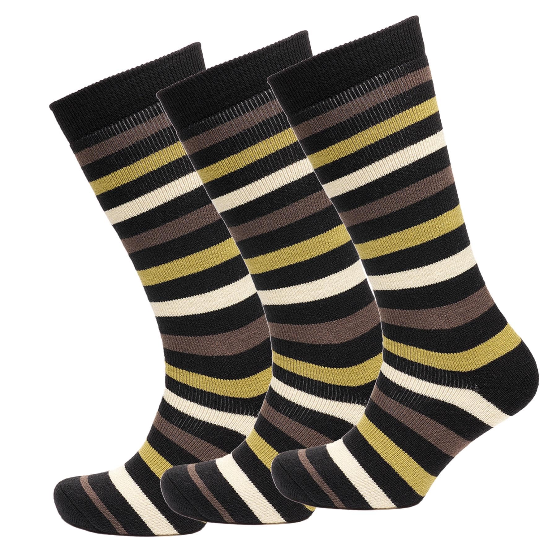 A2z Men's Brown Stripe Welly Wellington Boot - Socks Az2611 Brown 3 Pack 7-11