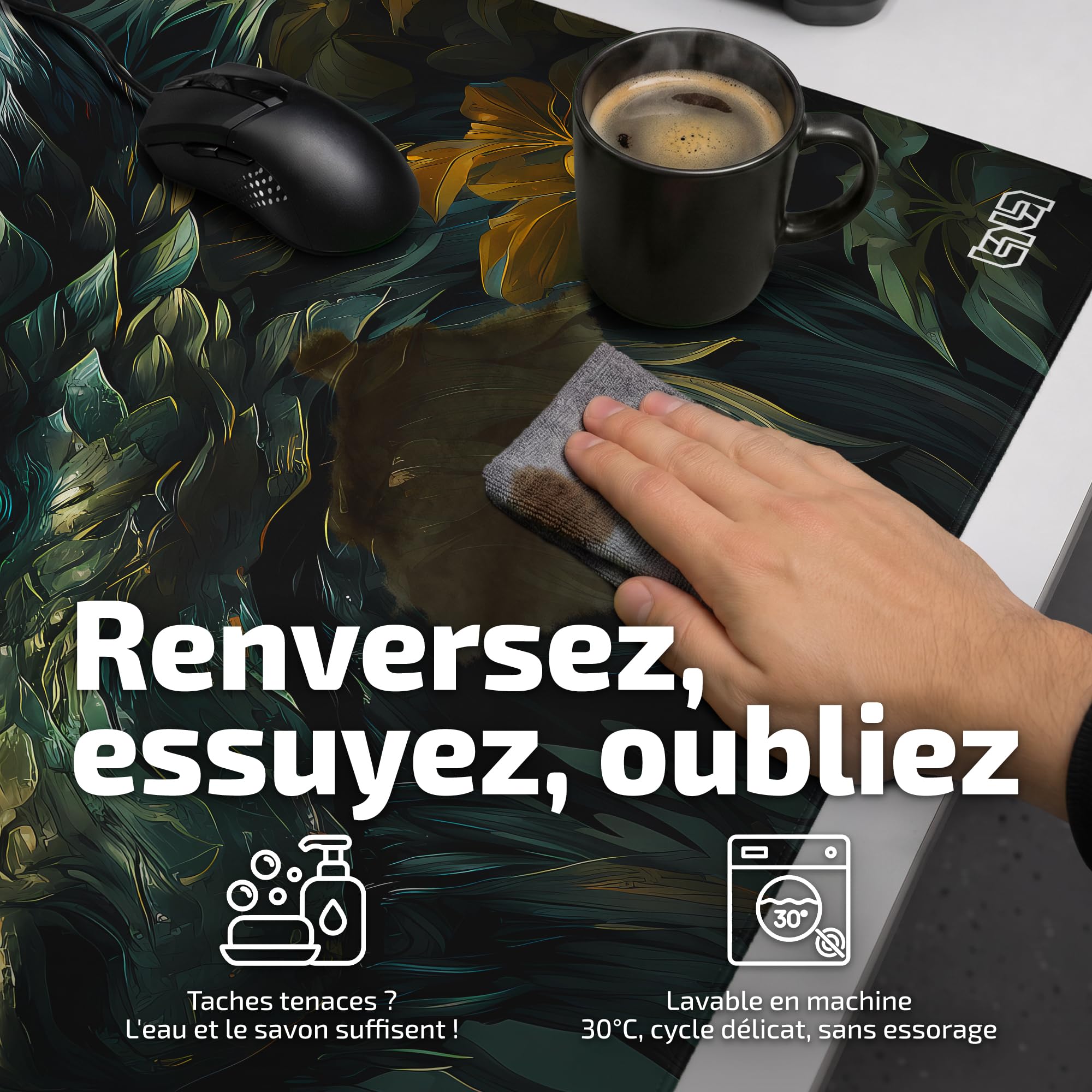 Tilt Grand Tapis de Souris Gamer XXL 90x40 cm | Tapis de Bureau Gaming Anti-Dérapant | Mouse Pad Imperméable pour PC et Accessoires Gaming | Tapis de Clavier (Forest Dragon)