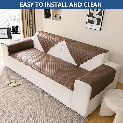 Miniatura 7 de Eismodra Fundas de sofá para sofá de 3 cojines, fundas seccionales, lavables, protectores de muebles para perros y mascotas, en forma de L, color